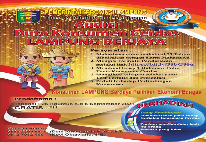  Pemprov Lampung Gelar Audisi Duta Konsumen Cerdas Lampung Berjaya