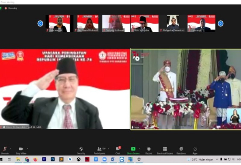  HUT Ke-76 RI, Rektor PTS Terbaik Sumatera Teknokrat Nasrullah Yusuf Ikuti Upacara Pengibaran Bendera Dipimpin Presiden Jokowi