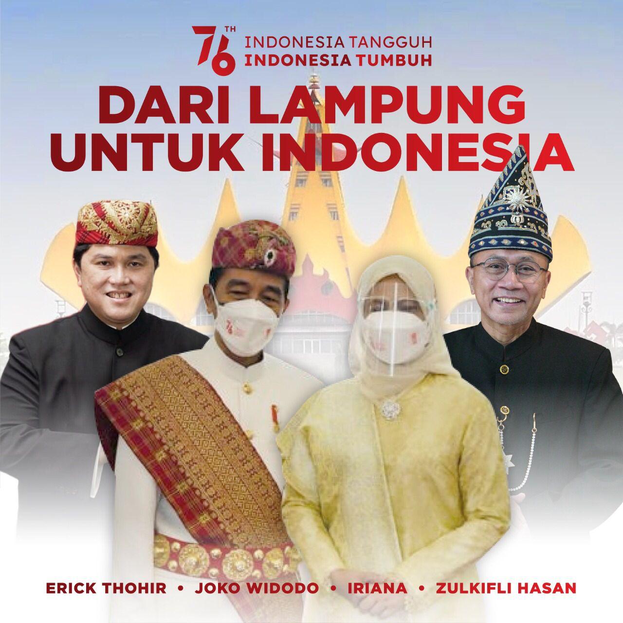 Sinyal Dukungan Nyapres, Jokowi dan Erick Thohir Pakai Baju Adat Lampung HUT Ke-76 RI