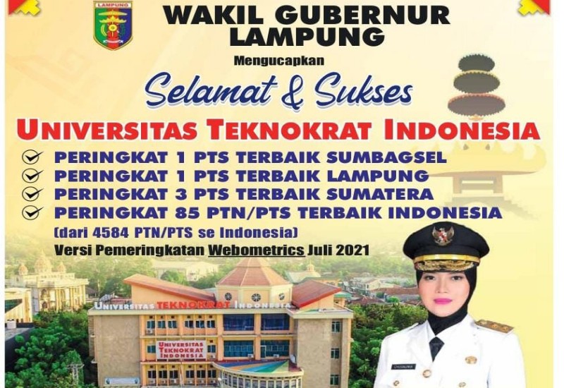  Universitas Teknokrat Indonesia Terbaik I Se-Sumbagsel, Wagub Chusnunia Ucapkan Selamat