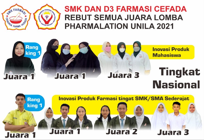  SMK dan D3 Farmasi Cefada Borong Juara Pharmalation Gelaran Farmasi Unila 2021