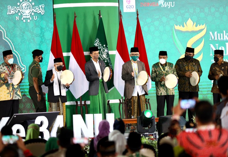  Buka Muktamar Ke-34 NU, Jokowi Salut Panitia Tetap Terapkan Protokol Kesehatan