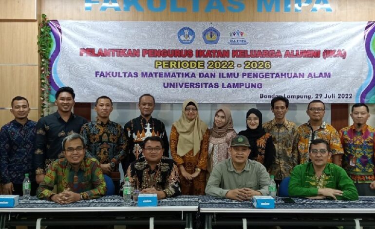 Pengurus IKA FMIPA Unila 2022-2026 Dilantik, Dekan Fasilitasi Sekretariat di Gedung Kemahasiswaan