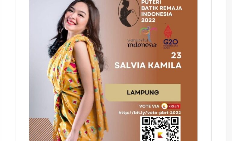  Putri Batik Remaja Lampung Salvia Kamila Butuh Dukungan Tembus Pentas Nasional, Begini Cara Kasih Vote