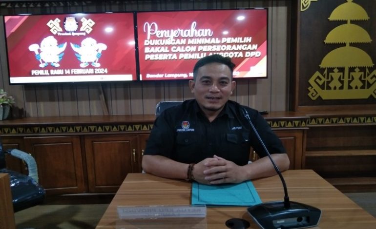  KPU Lampung Terima 2 Berkas Dukungan Bakal Calon DPD RI