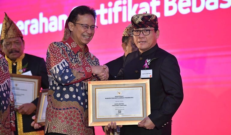  Bebas Frambusia, Pemkot Metro Terima Sertifikat dari Kemenkes RI