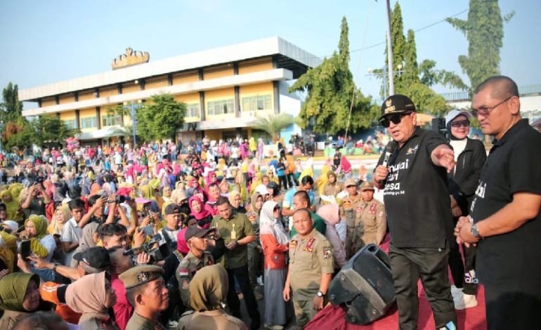 Gubernur Arinal dan Riana Sari Senam Lampung Berjaya Bersama Masyarakat Lampung Utara