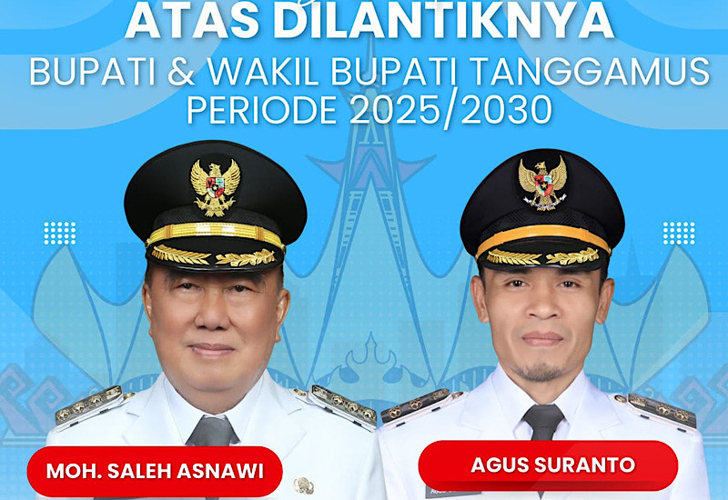  Bupati dan Wakil Bupati Tanggamus Saleh Asnawi-Agus Suranto Dilantik Presiden Prabowo Subianto