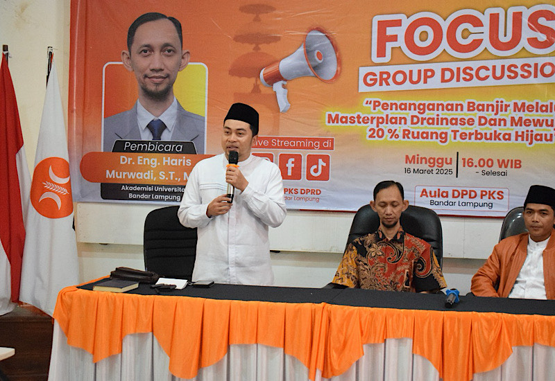  Fraksi PKS DPRD Bandar Lampung FGD Penanganan Banjir, Haris Murwadi Paparkan Langkah Strategis