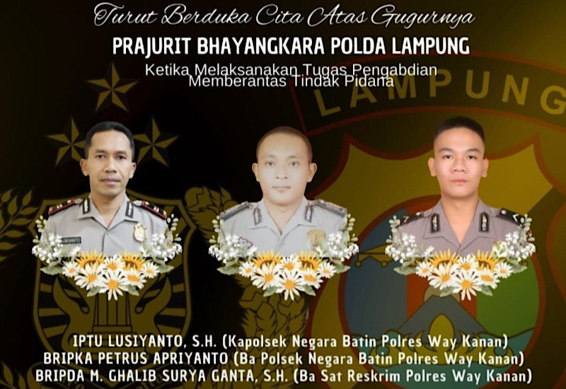  3 Polisi Tewas Saat Gerebek Judi Sabung Ayam di Way Kanan, Polda-Korem-Denpom Bentuk Tim Investigasi