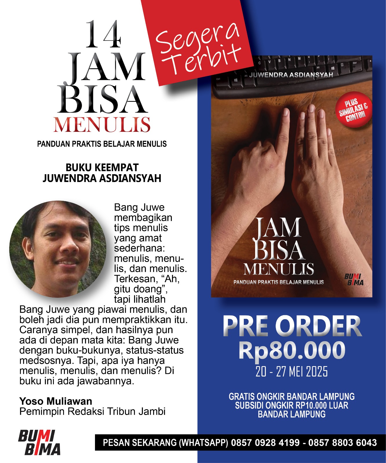  Juwendra Asdiansyah Rilis Buku Baru “14 Jam Bisa Menulis”