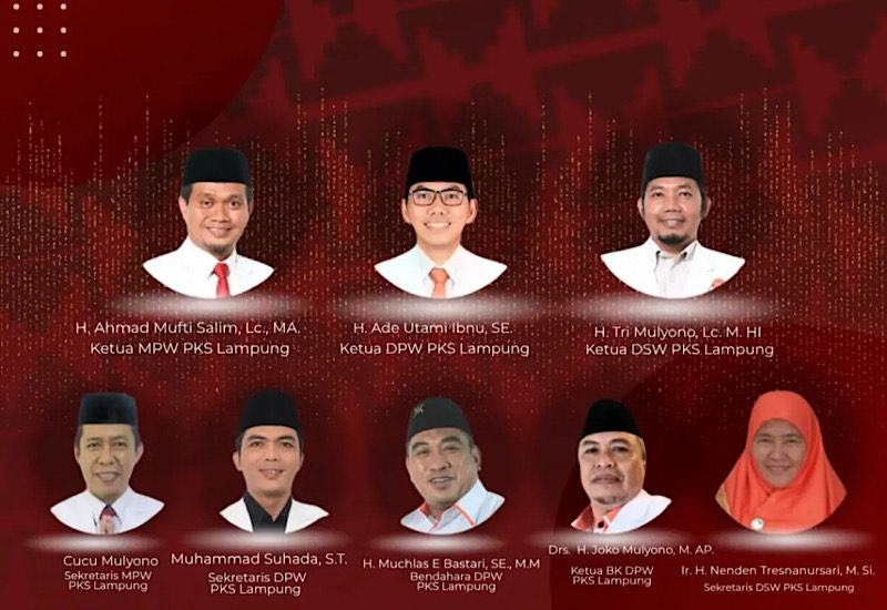  Ade Utami Ibnu dan Muhammad Suhada Pimpin PKS Lampung