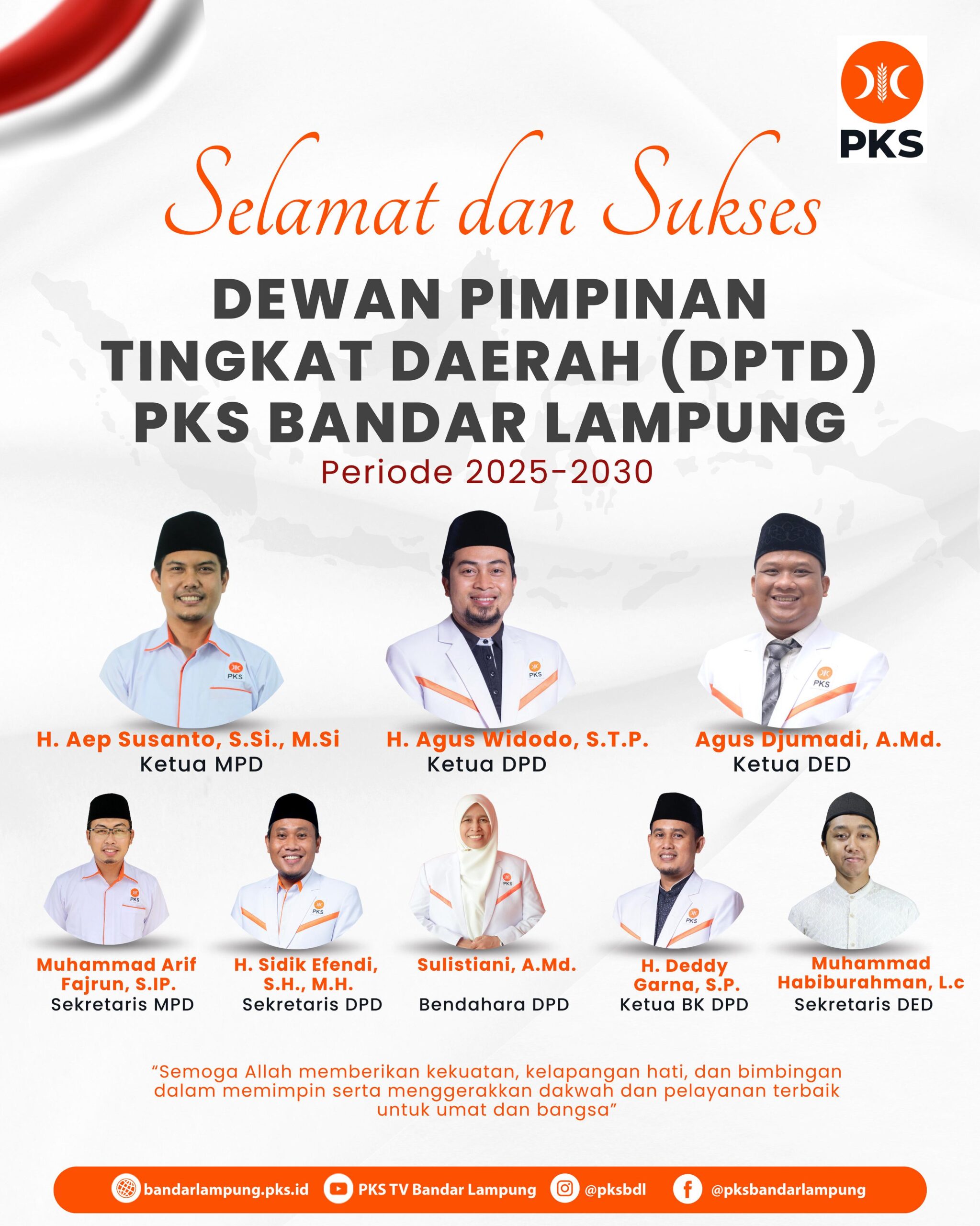  Agus Widodo Jadi Ketua DPD PKS Bandar Lampung, Sidik Efendi Sekretaris, Sulistiani Bendahara