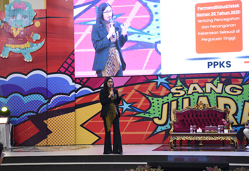  PKKMB Universitas Teknokrat Indonesia: Monica Septiani Sosialisasikan Satgas Pencegahan Kekerasan di Perguruan Tinggi