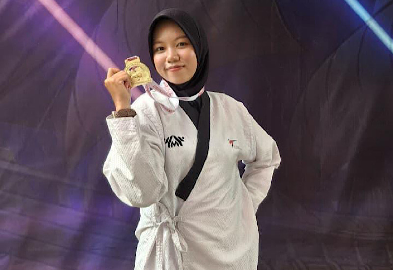  Amalia Nur Shabrina Mahasiswa Universitas Teknokrat Indonesia Raih Emas Sriwijaya International Taekwondo Championship 2025