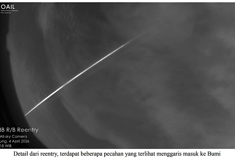  Identifikasi Observatorium Astronomi Itera: Benda Jatuh Antariksa di Langit Lampung adalah Badan Roket CZ-3B R/B
