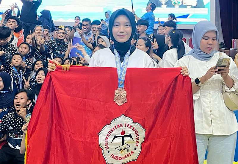  Listina Gunawan Mahasiswi Universitas Teknokrat Indonesia Juara Kyourugi Senior U-53 Gubernur Lampung Cup 2 Taekwondo Championship 2026