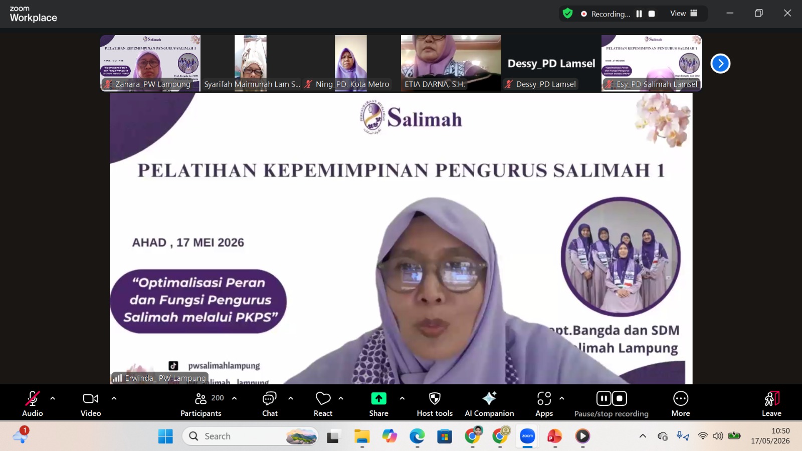  Pengurus Salimah Lampung Dikuatkan Lewat PKPS 1, Bangun Kepemimpinan Solid dan Kerja Sama Tim Profesional
