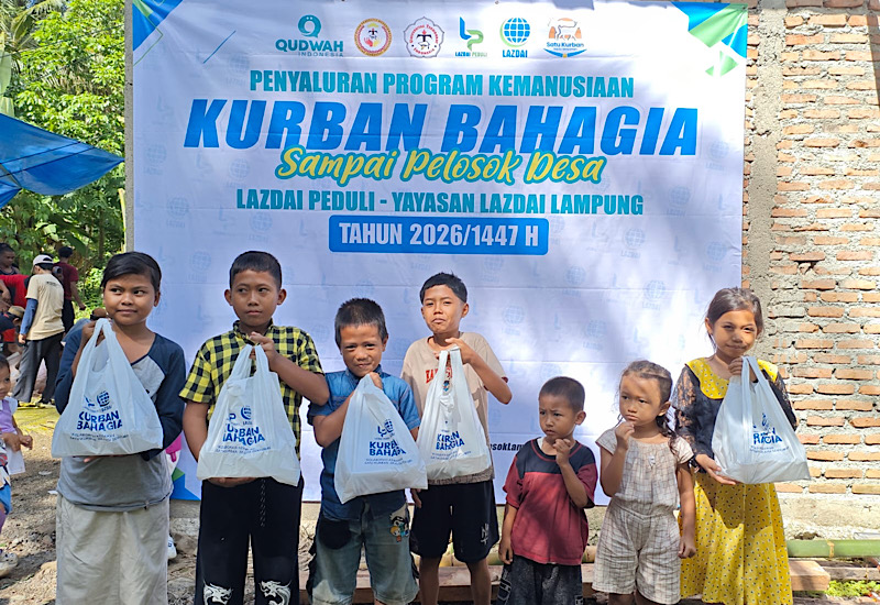 LAZDAI Lampung Salurkan Hewan Kurban di Dusun Sinar Jaya Desa Kiluan Negeri Kelumbayan Tanggamus