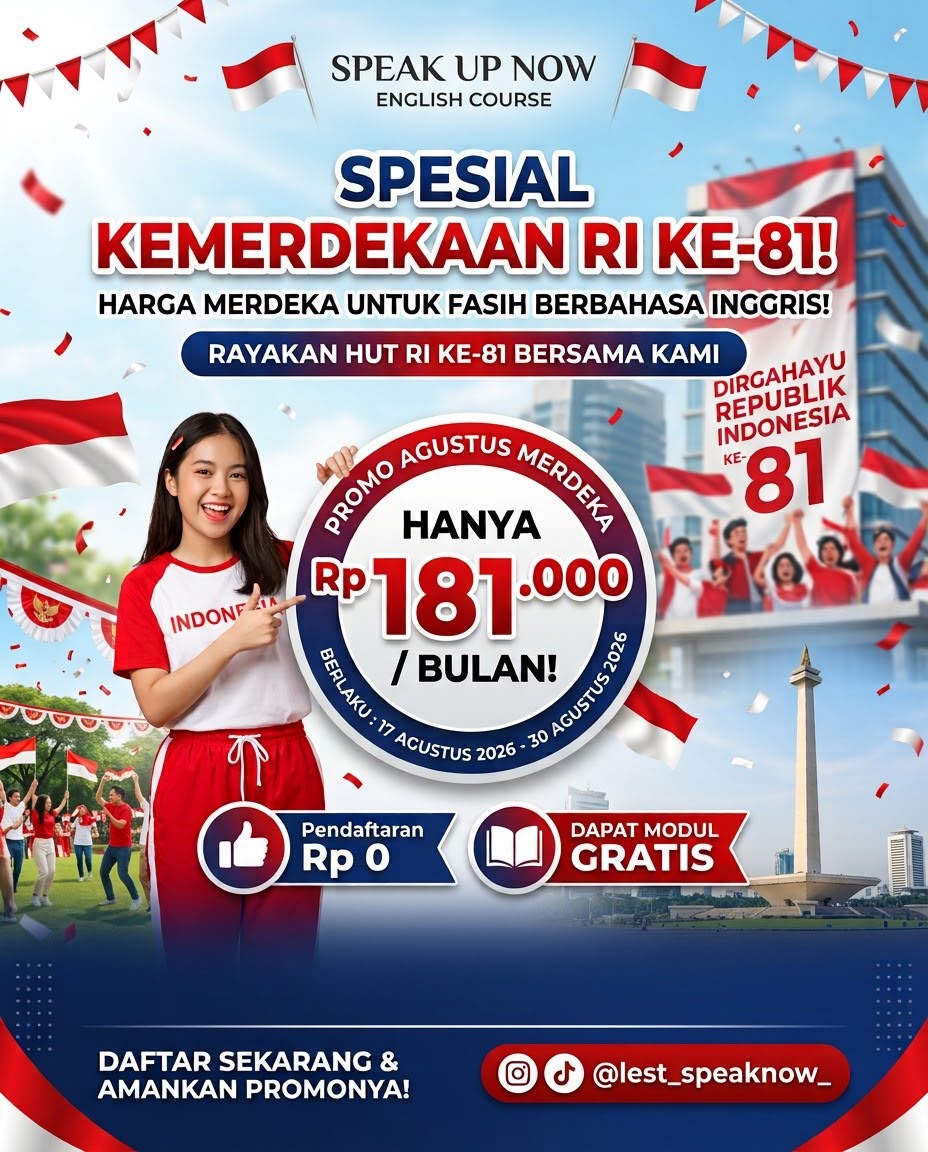 Speak Now, Tempat Kursus Bahasa Inggris di Lampung Tawarkan Kelas Reguler Rasa Semiprivat dan Promo Agustusan